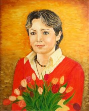 Portret Kobiety z tulipanami
