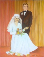 Obraz olejny płótno portret ślubny 40x30cm