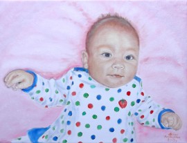 Obraz olejny, portret dziecka malowany ze zdjęcia 25x30cm